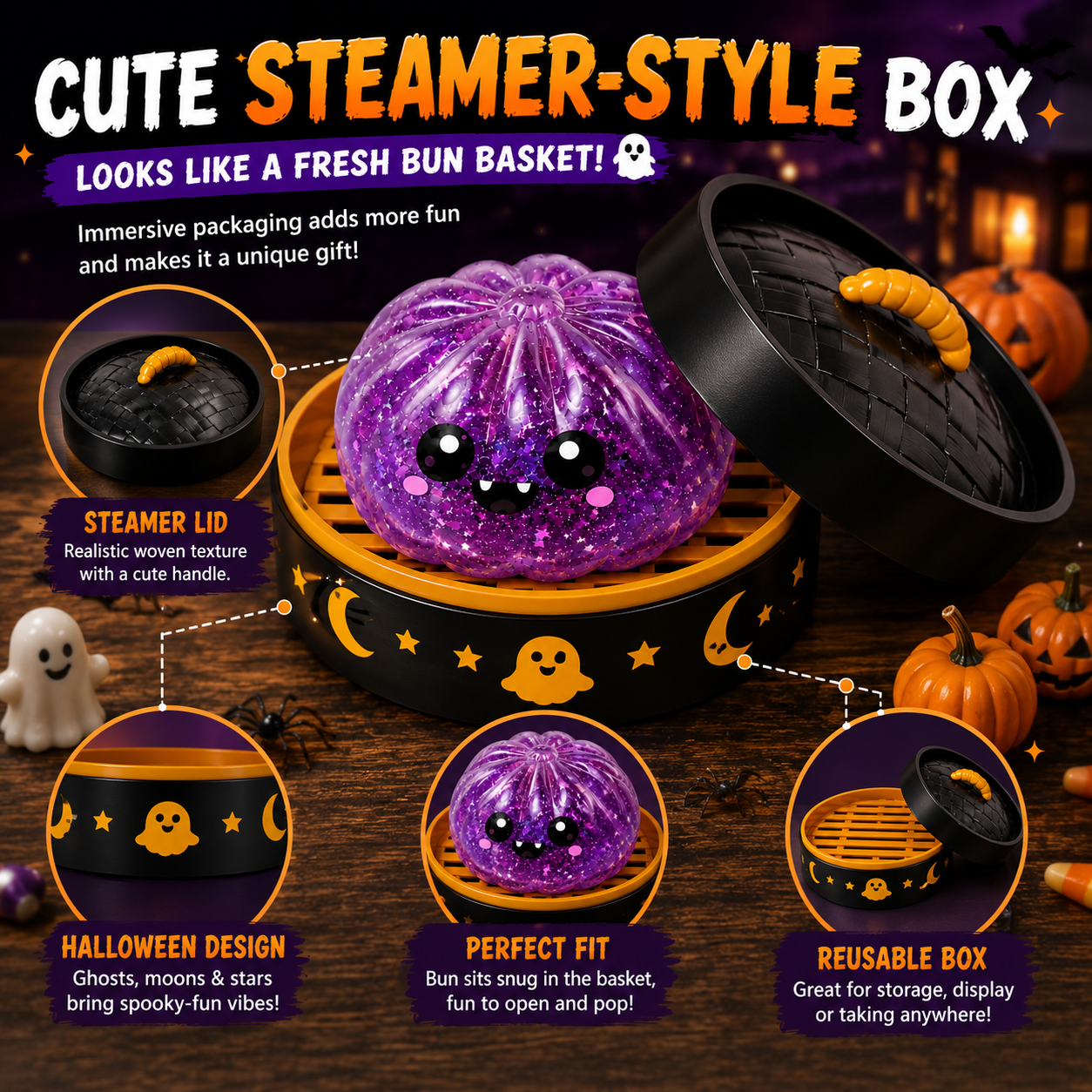 Pureluxo®70% OFF TODAY🎃 Halloween Steamed Bun Squishy Mystery Box Toy💝💝