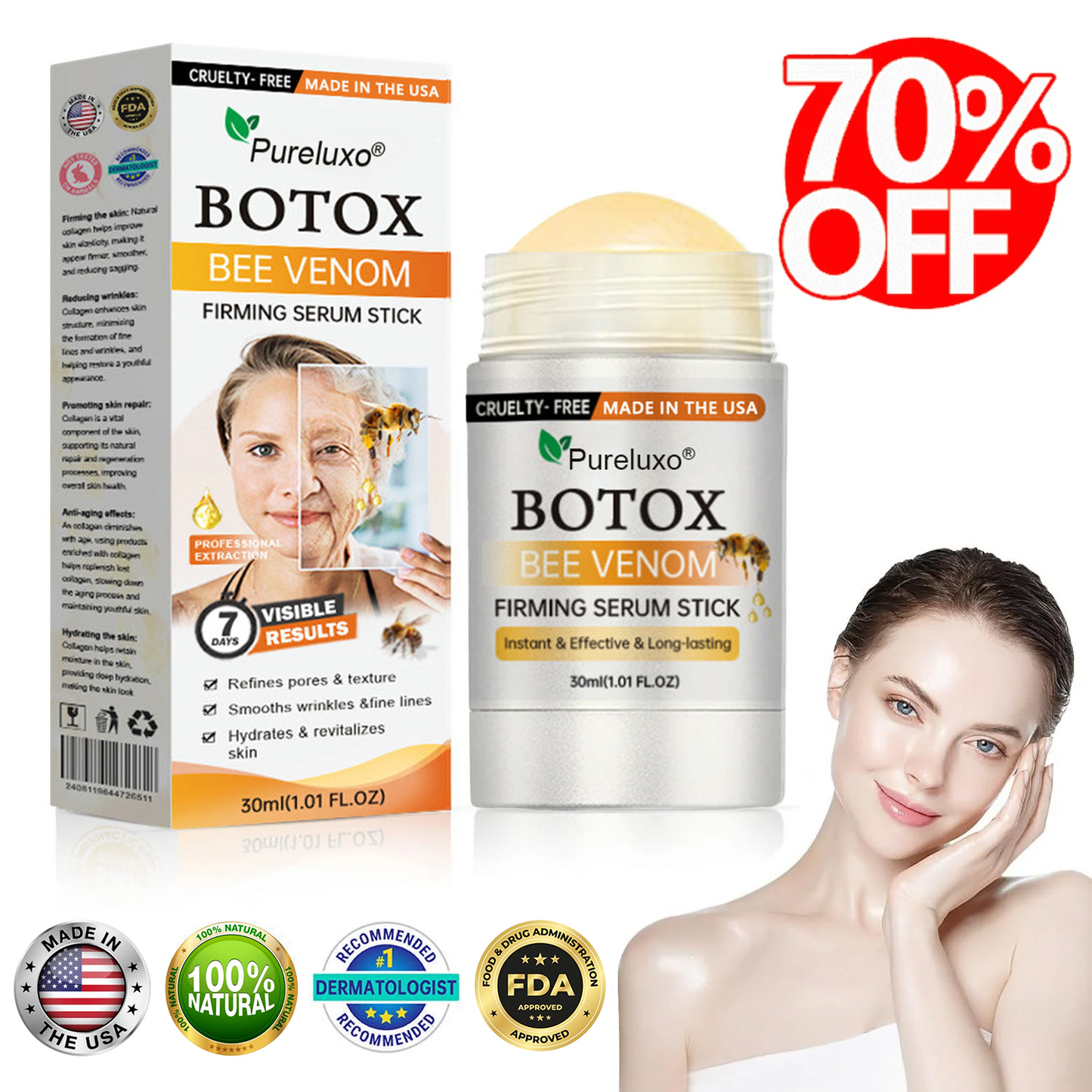 Made and Shipped from USA✨Pureluxo® Botox Bee Venom Firming Serum Stick✨(🔥LAST DAY 70% OFF🔥)✨