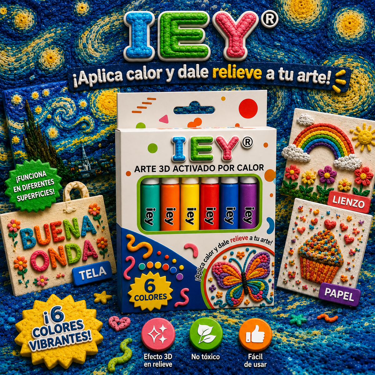 🖍️ IEY® Pluma de Arte en Relieve 3D