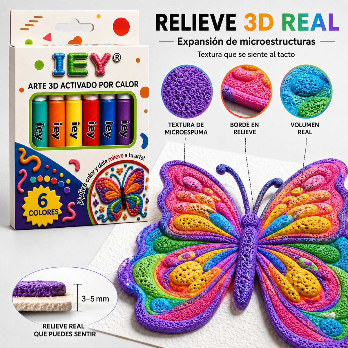 🖍️ IEY® Pluma de Arte en Relieve 3D